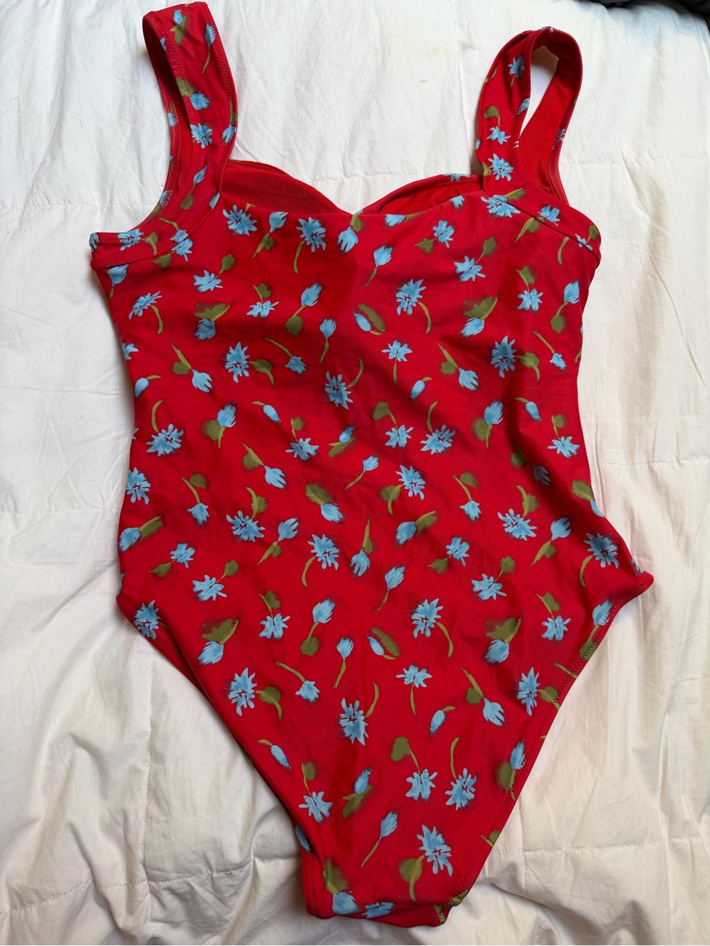 J. Crew Red Floral One-Piece Swimsuit - Picture 2 of 2